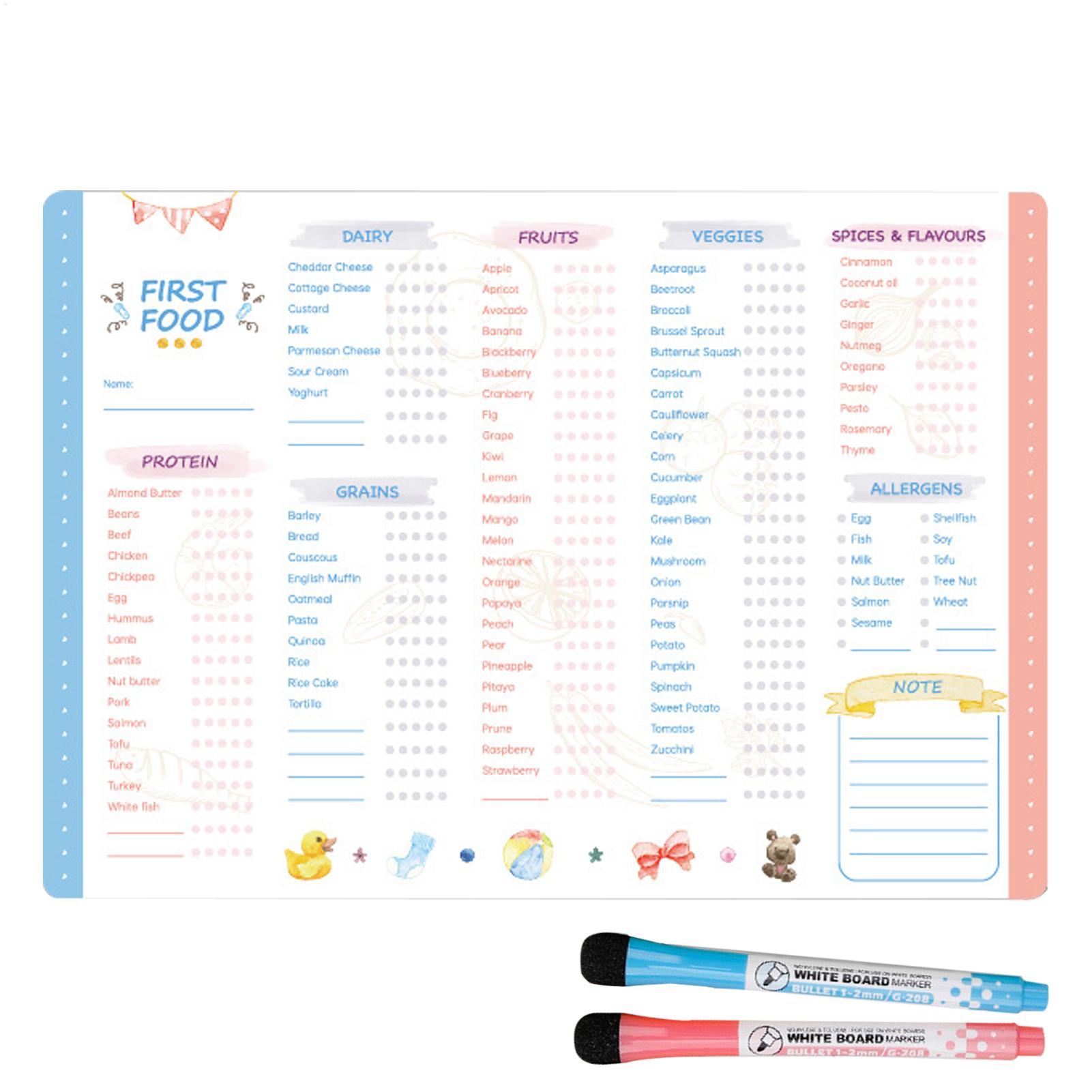 Baby Food List - Lista di Controllo Magnetica Riutilizzabile per