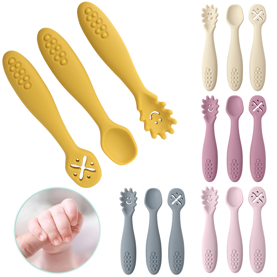 Baby Food Utensils Set - 3PCS Cucchiaio Forchetta In Silicone Per