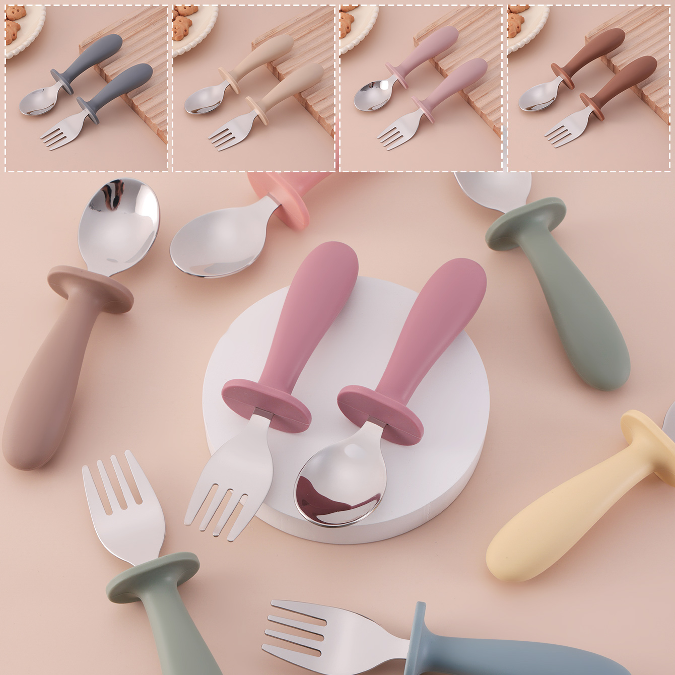 Baby Food Utensils Set - Colore Bambini 2PCS Cucchiaio Forchetta in